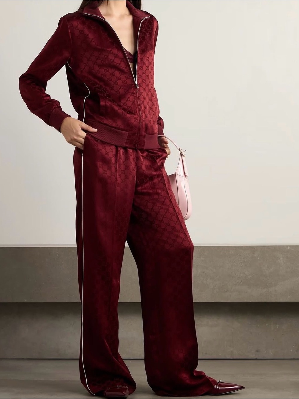 Gucci Jacket + Track Pant SET Burgundy Monogram